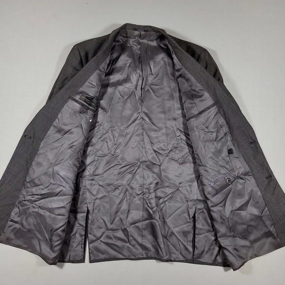 Hart Schaffner Marx Grey Nailshead Double Breasted Suit Jacket Mens 42L 42 - Picture 5 of 7